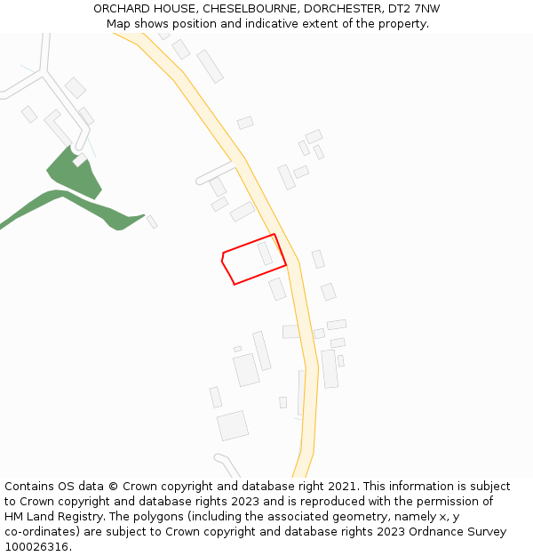 ORCHARD HOUSE, CHESELBOURNE, DORCHESTER, DT2 7NW: Location map and indicative extent of plot