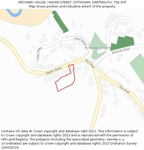 ORCHARD HOUSE, HIGHER STREET, DITTISHAM, DARTMOUTH, TQ6 0HT: Location map and indicative extent of plot
