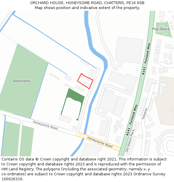 ORCHARD HOUSE, HONEYSOME ROAD, CHATTERIS, PE16 6SB: Location map and indicative extent of plot