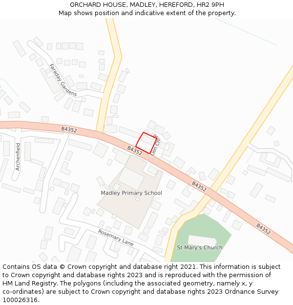 ORCHARD HOUSE, MADLEY, HEREFORD, HR2 9PH: Location map and indicative extent of plot