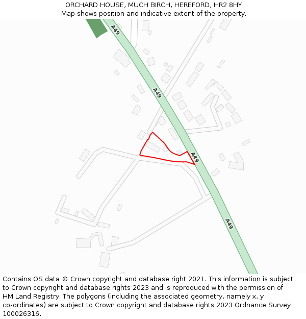 ORCHARD HOUSE, MUCH BIRCH, HEREFORD, HR2 8HY: Location map and indicative extent of plot