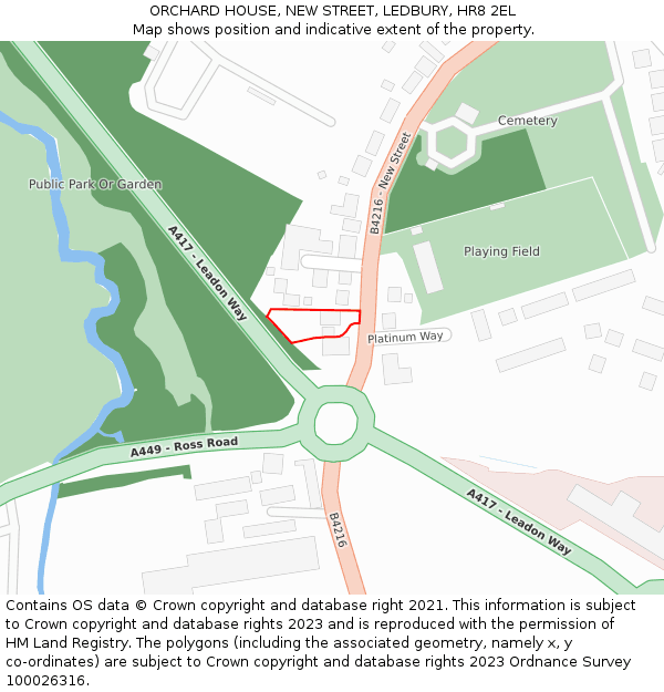 ORCHARD HOUSE, NEW STREET, LEDBURY, HR8 2EL: Location map and indicative extent of plot