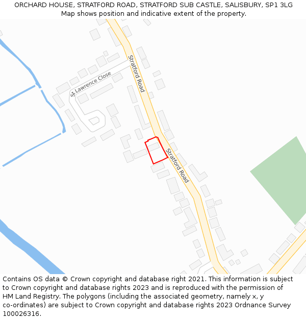 ORCHARD HOUSE, STRATFORD ROAD, STRATFORD SUB CASTLE, SALISBURY, SP1 3LG: Location map and indicative extent of plot