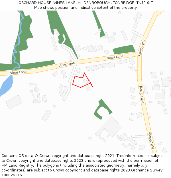 ORCHARD HOUSE, VINES LANE, HILDENBOROUGH, TONBRIDGE, TN11 9LT: Location map and indicative extent of plot
