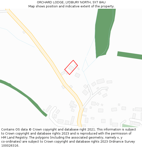 ORCHARD LODGE, LYDBURY NORTH, SY7 8AU: Location map and indicative extent of plot