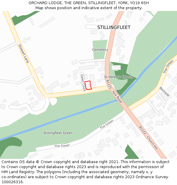 ORCHARD LODGE, THE GREEN, STILLINGFLEET, YORK, YO19 6SH: Location map and indicative extent of plot