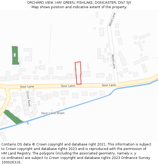 ORCHARD VIEW, HAY GREEN, FISHLAKE, DONCASTER, DN7 5JY: Location map and indicative extent of plot