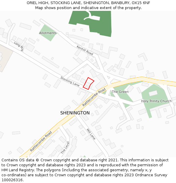 ORIEL HIGH, STOCKING LANE, SHENINGTON, BANBURY, OX15 6NF: Location map and indicative extent of plot