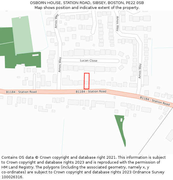 OSBORN HOUSE, STATION ROAD, SIBSEY, BOSTON, PE22 0SB: Location map and indicative extent of plot