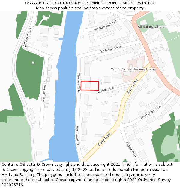 OSMANSTEAD, CONDOR ROAD, STAINES-UPON-THAMES, TW18 1UG: Location map and indicative extent of plot