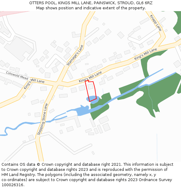 OTTERS POOL, KINGS MILL LANE, PAINSWICK, STROUD, GL6 6RZ: Location map and indicative extent of plot