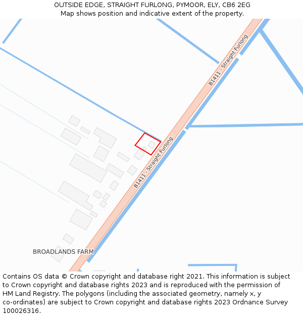 OUTSIDE EDGE, STRAIGHT FURLONG, PYMOOR, ELY, CB6 2EG: Location map and indicative extent of plot