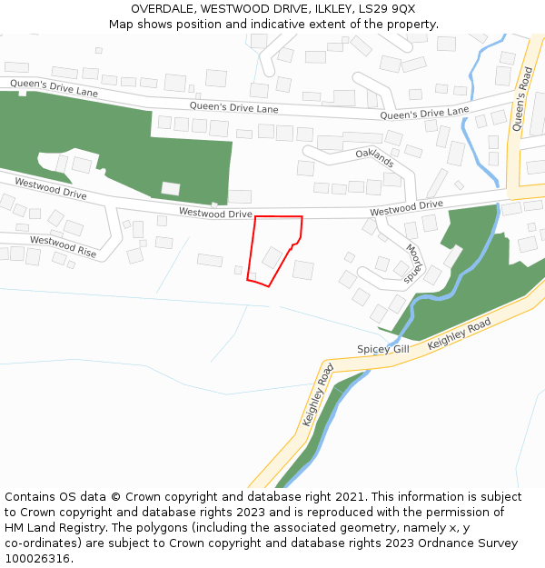 OVERDALE, WESTWOOD DRIVE, ILKLEY, LS29 9QX: Location map and indicative extent of plot