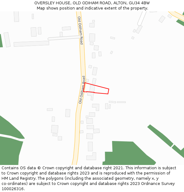 OVERSLEY HOUSE, OLD ODIHAM ROAD, ALTON, GU34 4BW: Location map and indicative extent of plot