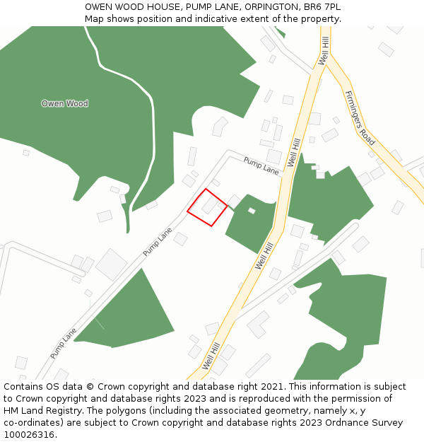 OWEN WOOD HOUSE, PUMP LANE, ORPINGTON, BR6 7PL: Location map and indicative extent of plot