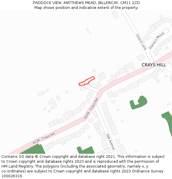 PADDOCK VIEW, MATTHEWS MEAD, BILLERICAY, CM11 2ZD: Location map and indicative extent of plot