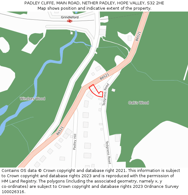 PADLEY CLIFFE, MAIN ROAD, NETHER PADLEY, HOPE VALLEY, S32 2HE: Location map and indicative extent of plot