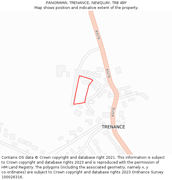 PANORAMA, TRENANCE, NEWQUAY, TR8 4BY: Location map and indicative extent of plot