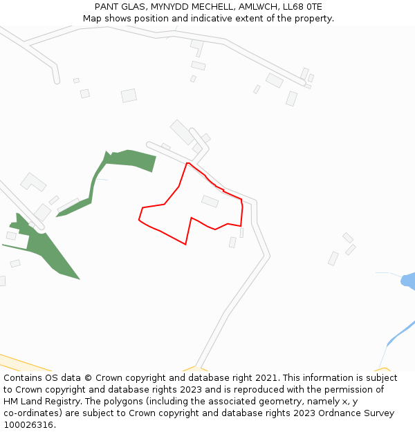 PANT GLAS, MYNYDD MECHELL, AMLWCH, LL68 0TE: Location map and indicative extent of plot