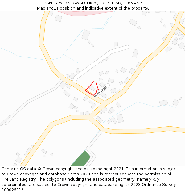 PANT Y WERN, GWALCHMAI, HOLYHEAD, LL65 4SP: Location map and indicative extent of plot