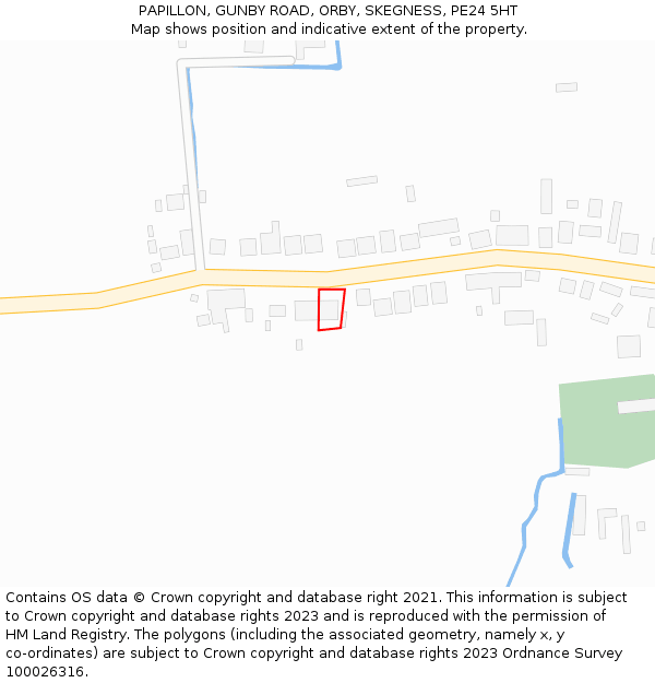 PAPILLON, GUNBY ROAD, ORBY, SKEGNESS, PE24 5HT: Location map and indicative extent of plot