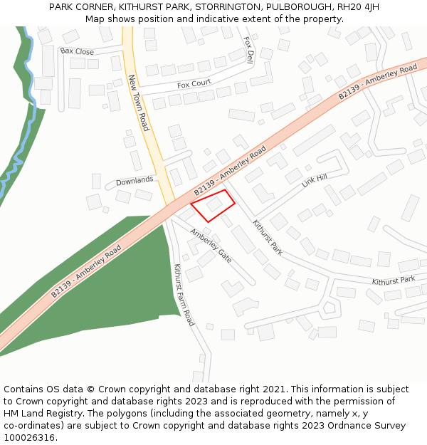 PARK CORNER, KITHURST PARK, STORRINGTON, PULBOROUGH, RH20 4JH: Location map and indicative extent of plot