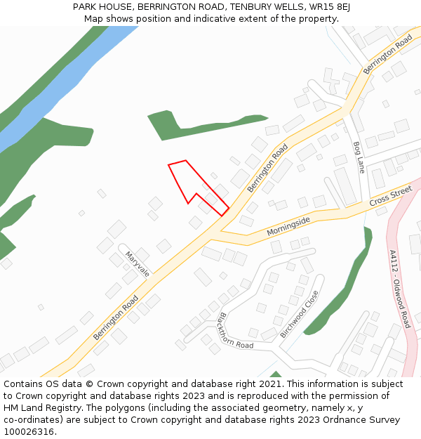 PARK HOUSE, BERRINGTON ROAD, TENBURY WELLS, WR15 8EJ: Location map and indicative extent of plot