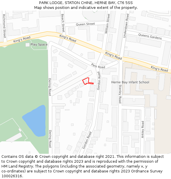 PARK LODGE, STATION CHINE, HERNE BAY, CT6 5SS: Location map and indicative extent of plot