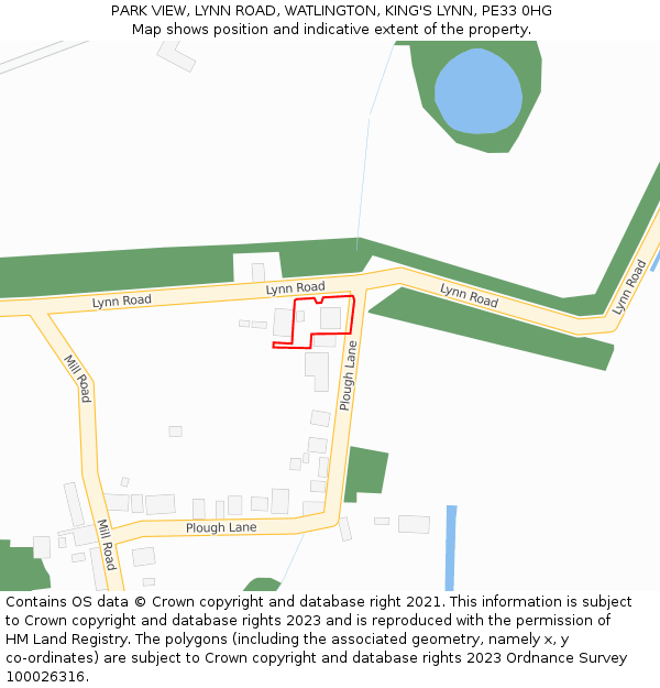 PARK VIEW, LYNN ROAD, WATLINGTON, KING'S LYNN, PE33 0HG: Location map and indicative extent of plot