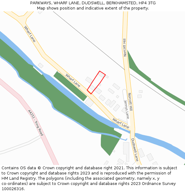 PARKWAYS, WHARF LANE, DUDSWELL, BERKHAMSTED, HP4 3TG: Location map and indicative extent of plot