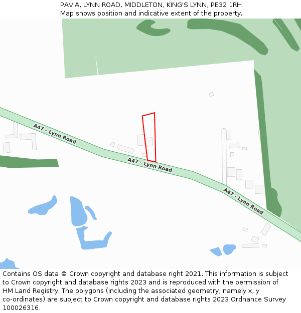 PAVIA, LYNN ROAD, MIDDLETON, KING'S LYNN, PE32 1RH: Location map and indicative extent of plot