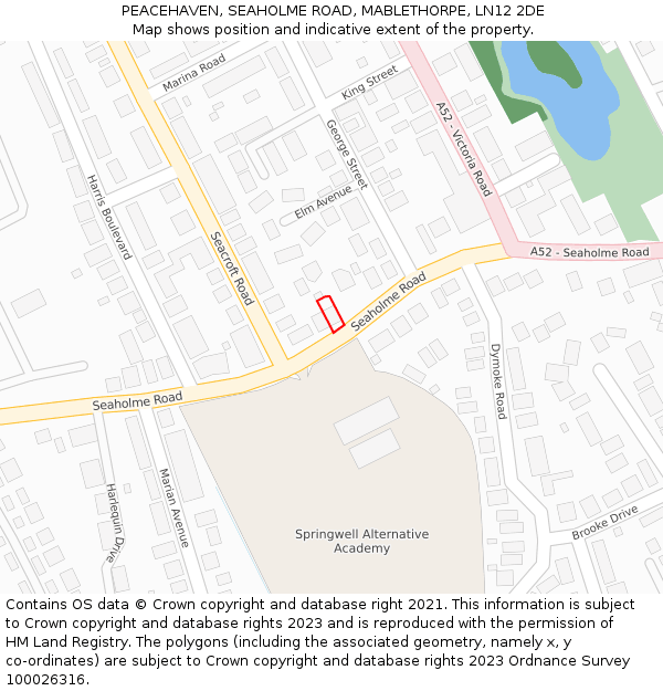 PEACEHAVEN, SEAHOLME ROAD, MABLETHORPE, LN12 2DE: Location map and indicative extent of plot