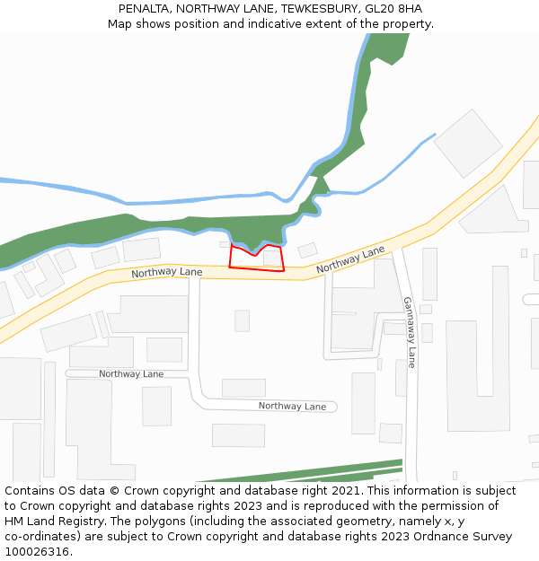PENALTA, NORTHWAY LANE, TEWKESBURY, GL20 8HA: Location map and indicative extent of plot