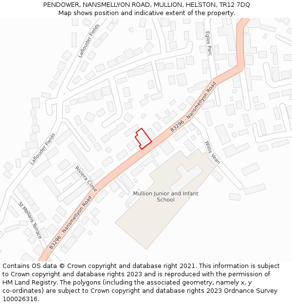 PENDOWER, NANSMELLYON ROAD, MULLION, HELSTON, TR12 7DQ: Location map and indicative extent of plot