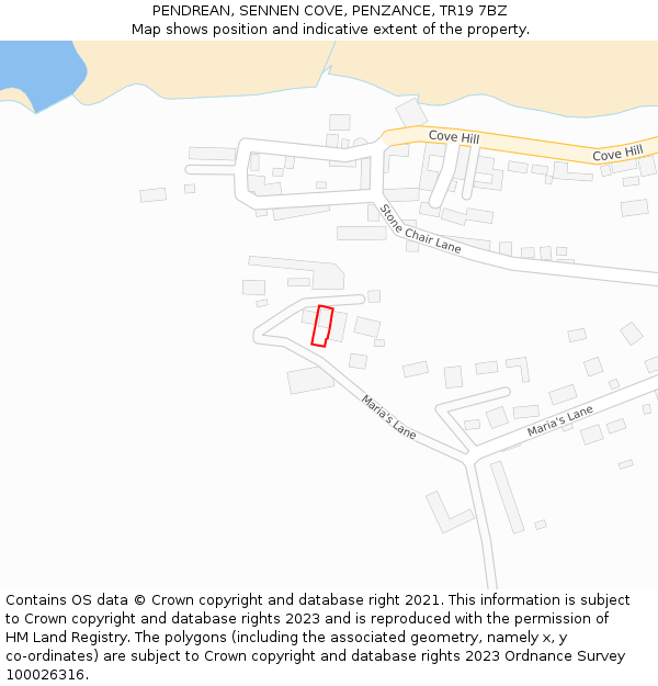 PENDREAN, SENNEN COVE, PENZANCE, TR19 7BZ: Location map and indicative extent of plot