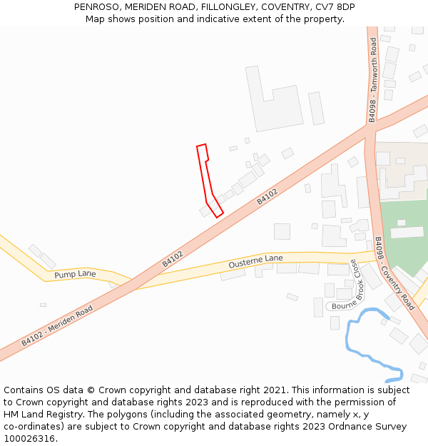 PENROSO, MERIDEN ROAD, FILLONGLEY, COVENTRY, CV7 8DP: Location map and indicative extent of plot