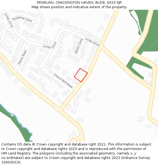PENRUAN, CRACKINGTON HAVEN, BUDE, EX23 0JR: Location map and indicative extent of plot
