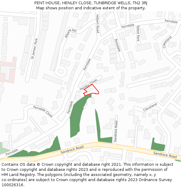 PENT HOUSE, HENLEY CLOSE, TUNBRIDGE WELLS, TN2 3RJ: Location map and indicative extent of plot