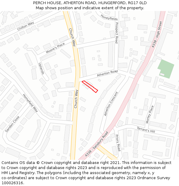 PERCH HOUSE, ATHERTON ROAD, HUNGERFORD, RG17 0LD: Location map and indicative extent of plot