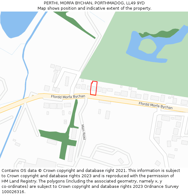 PERTHI, MORFA BYCHAN, PORTHMADOG, LL49 9YD: Location map and indicative extent of plot