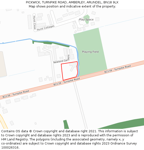 PICKWICK, TURNPIKE ROAD, AMBERLEY, ARUNDEL, BN18 9LX: Location map and indicative extent of plot