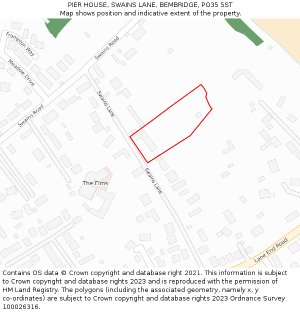 PIER HOUSE, SWAINS LANE, BEMBRIDGE, PO35 5ST: Location map and indicative extent of plot
