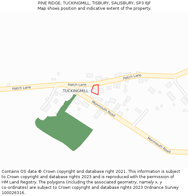 PINE RIDGE, TUCKINGMILL, TISBURY, SALISBURY, SP3 6JF: Location map and indicative extent of plot