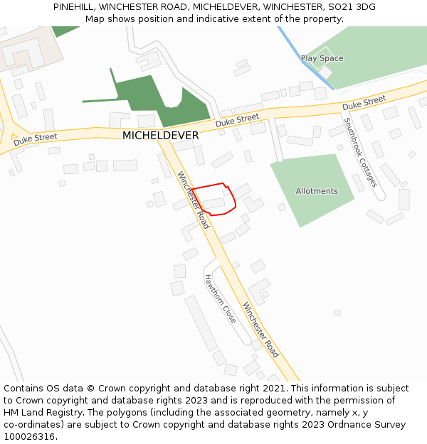 PINEHILL, WINCHESTER ROAD, MICHELDEVER, WINCHESTER, SO21 3DG: Location map and indicative extent of plot