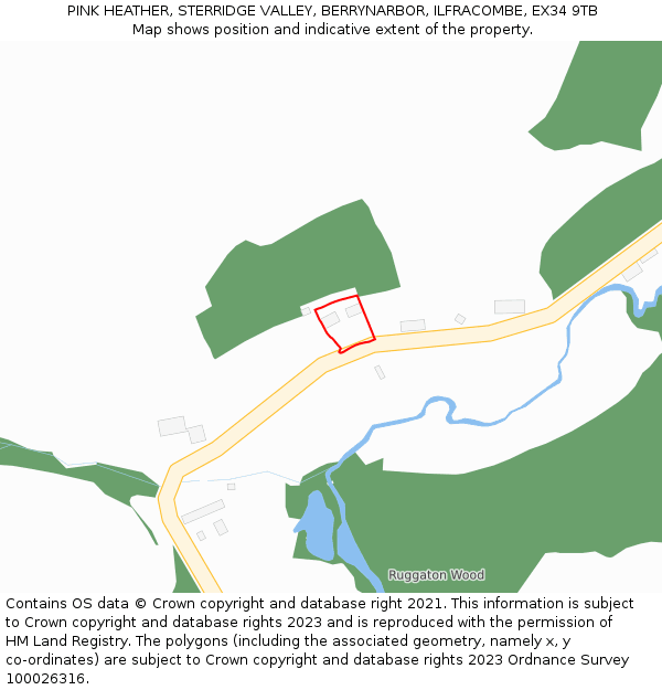 PINK HEATHER, STERRIDGE VALLEY, BERRYNARBOR, ILFRACOMBE, EX34 9TB: Location map and indicative extent of plot