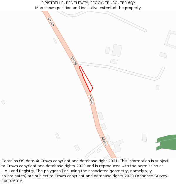 PIPISTRELLE, PENELEWEY, FEOCK, TRURO, TR3 6QY: Location map and indicative extent of plot