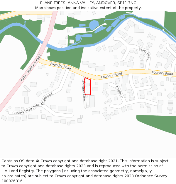 PLANE TREES, ANNA VALLEY, ANDOVER, SP11 7NG: Location map and indicative extent of plot