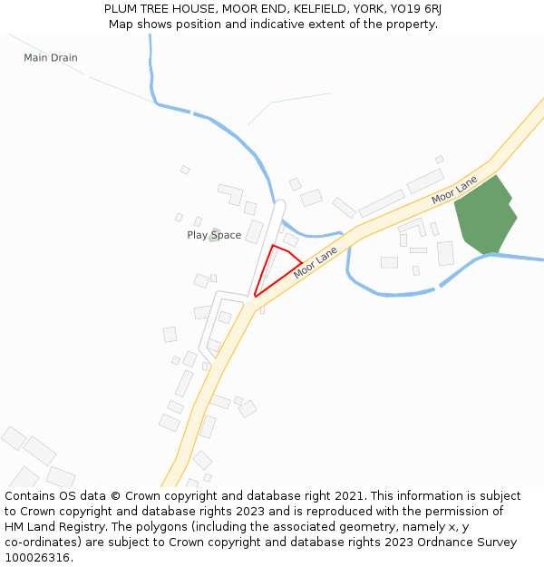 PLUM TREE HOUSE, MOOR END, KELFIELD, YORK, YO19 6RJ: Location map and indicative extent of plot