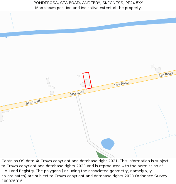 PONDEROSA, SEA ROAD, ANDERBY, SKEGNESS, PE24 5XY: Location map and indicative extent of plot