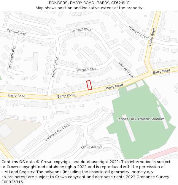 PONDERS, BARRY ROAD, BARRY, CF62 8HE: Location map and indicative extent of plot